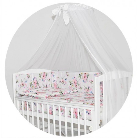 8 el. Pościel do łóżeczka Tobiasz (kwiat jabłoni biały)