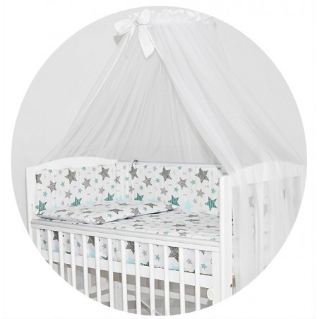 8 el. Pościel do łóżeczka Tobiasz (gwiazdy miętowe popielate)
