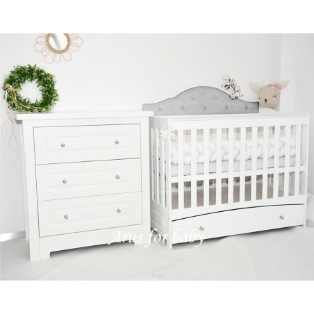 Zestaw CARMEN 2 (popielaty) : łóżeczko z szufladą + komoda z przewijakiem