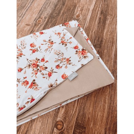 2 el.Pościel do łóżeczka 120x90 dwustronna Romantic Roses beżowa