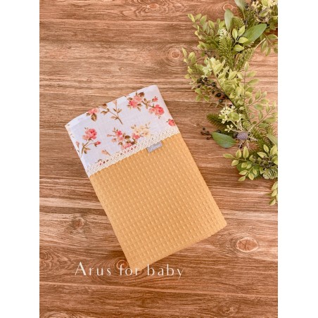 Koc / kocyk wafelek 75x100 Romantic Roses mustard
