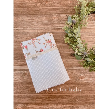 Koc / kocyk wafelek 75x100 Romantic Roses  white