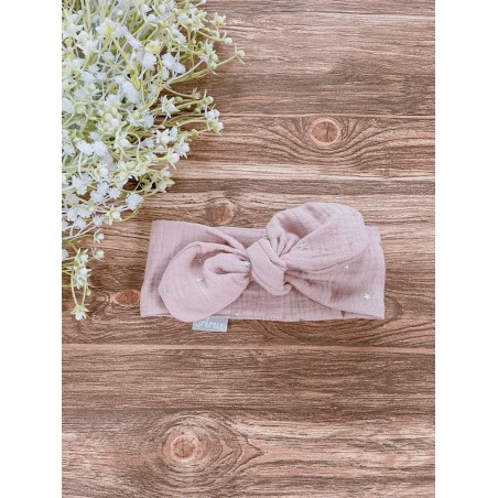 Opaska muślinowa by Arus Accessories stars powder pink