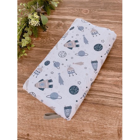 Kocyk Muślinowy dwustronny kosmos + popiel 75x100