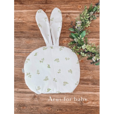 Poduszka bunny dwustronna wafelek Boho leafs white