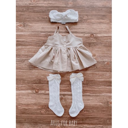 Bluzka na ramiączkach haftowana karmelowa