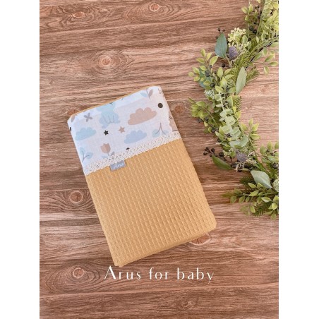 Koc / kocyk wafelek 75x100 Little Boy (animals + mustard)