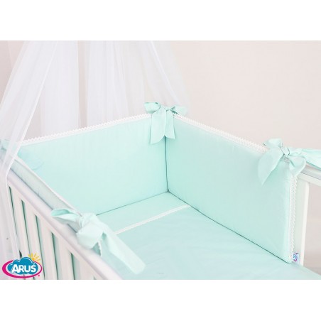 5 el. Pościel do łóżeczka 120x90 Lace mięta