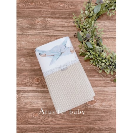 Koc / kocyk wafelek 75x100 Little Boy Polar Express + beż