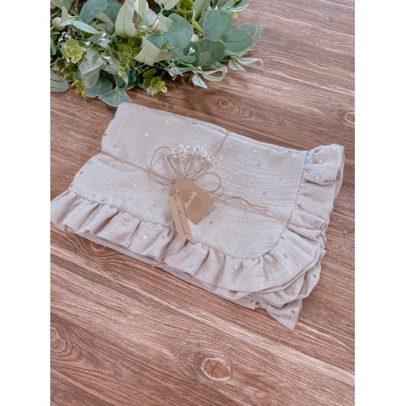 2 el. Pościel 120x90 Eco Muślin Premium z falbanką beż