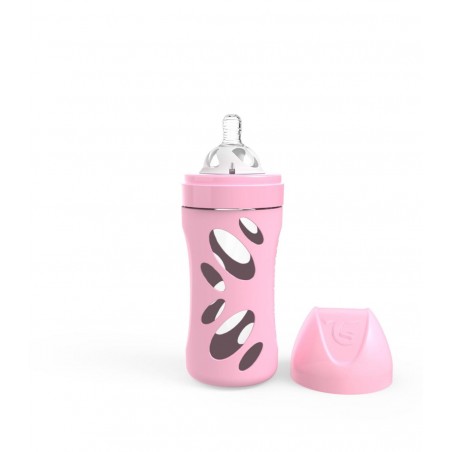 Twistshake Butelka antykolkowa szklana 260 ml Różowa