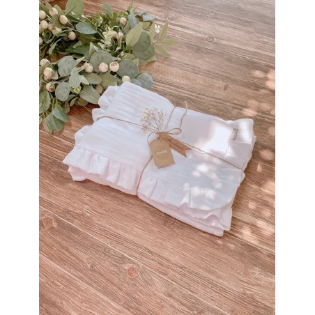 2 el. Pościel 120x90 Eco Muślin Premium z falbanką biała