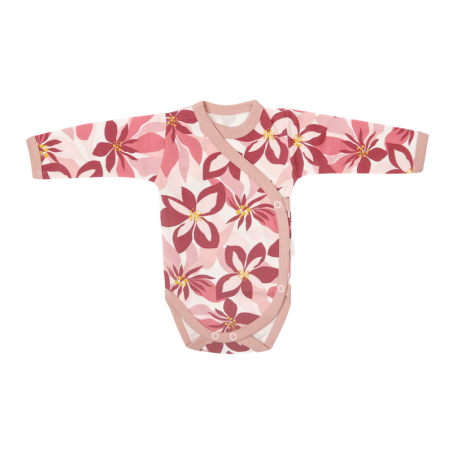 Body niemowlęce kopertowe MAROON FLOWERS 100% bawełna BD6226