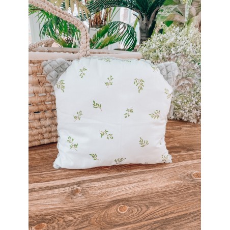 PROMOCJA Poduszka kotek minky listki + szary