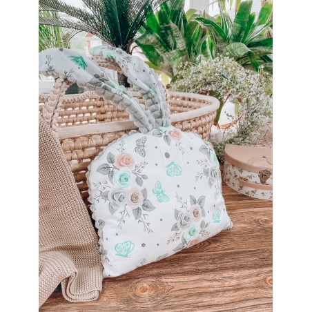 PROMOCJA Poduszka zajączek minky różyczki + szary