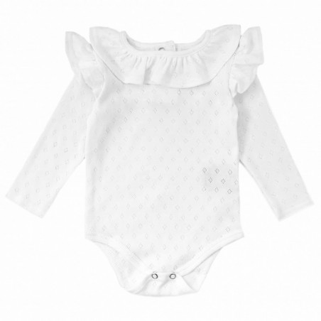 BODY Z DZIANINY AŻUROWEJ - BIAŁE