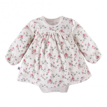 Sukienko - body ROSES białe w kwiaty