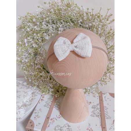 Opaska bezuciskowa by Arus Accessories Eco muslin stars biała