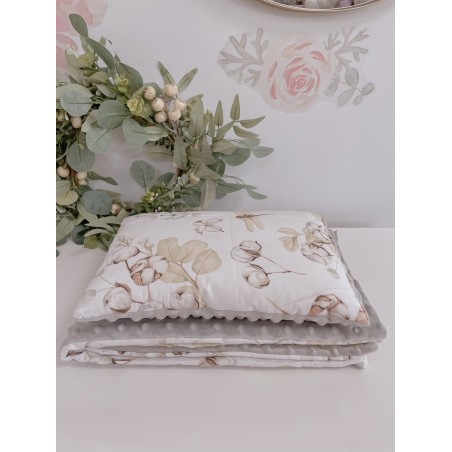 POŚCIEL DO WÓZKA / KOŁYSKI MINKY Boho kwiaty bawełny + szary