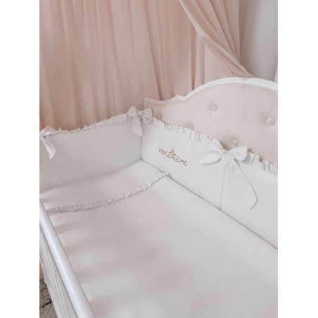 5 el. pościel z falbanką i haftem 120x90 Amelia biała