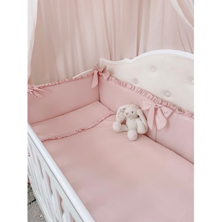 3 el. pościel z falbanką 120x90 Amelia pudrowy róż