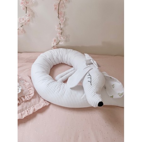 Ochraniacz / dekoracja piesek wafelek biały + listki