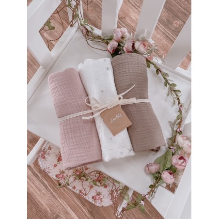 Zestaw 3 szt otulaczy muślinowych (A)