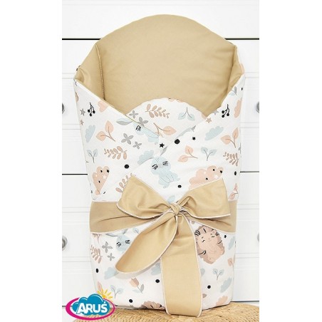 Rożek becik usztywniony wiązany KOKARDKA (jeżyki beżowe)