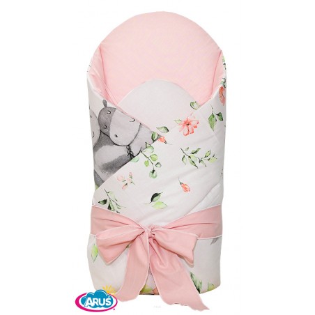 Rożek becik usztywniony wiązany KOKARDKA (hipcie brzoskwinia +róż puder)