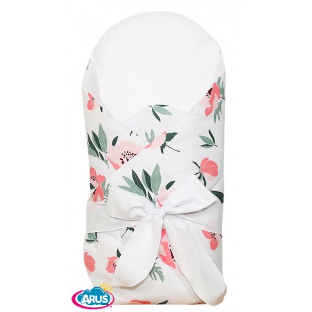 Rożek becik usztywniony wiązany KOKARDKA (calineczka +biały gładki)