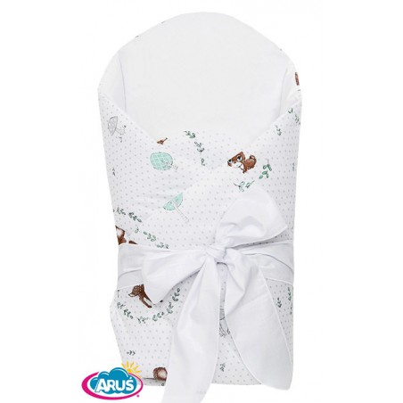 Rożek becik usztywniony wiązany KOKARDKA (wianuszki zielone +biały)