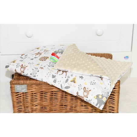 Koc kocyk pled pledzik MINKY 75x100 (beżowy +sarenki)