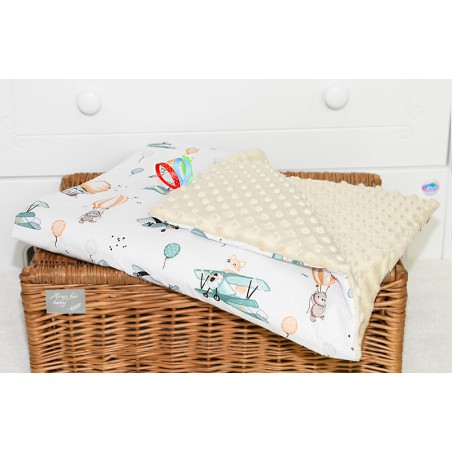 Koc kocyk pled pledzik MINKY 75x100 (beżowy +lis w samolocie)