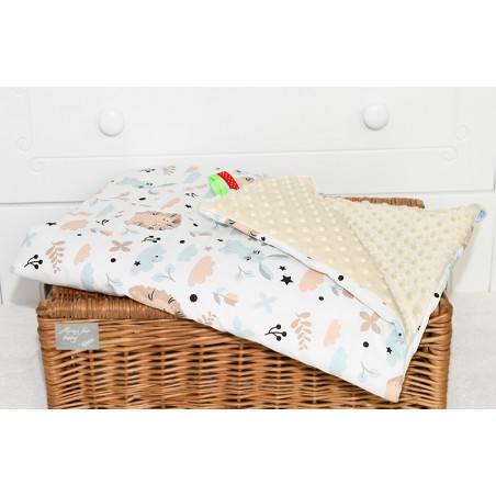 Koc kocyk pled pledzik MINKY 75x100 (beżowy +jeżyki beżowe)