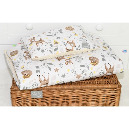Pościel do wózka / kołyski MINKY (beżowy +sarenka brązowa)