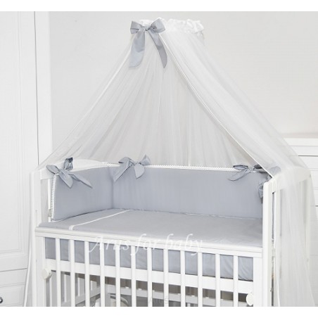 3 el. Pościel do łóżeczka Tobiasz (poszewki +ochraniacz ) (koronka popielata)