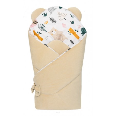 Rożek becik niemowlęcy VELVET (capuccino +niedźwiadki)