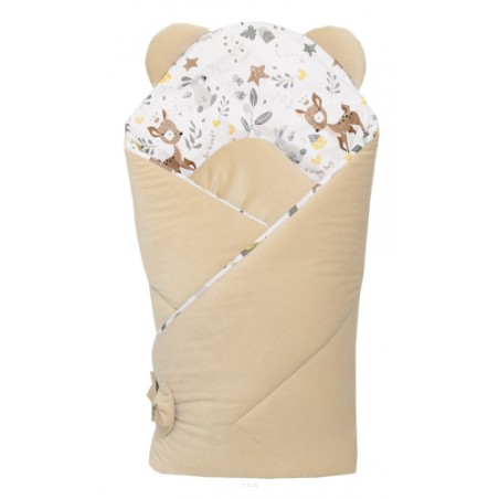 Rożek becik niemowlęcy VELVET (capuccino +sarenki beżowe)