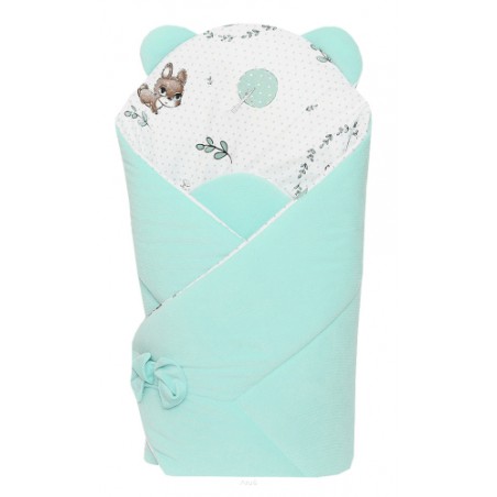 Rożek becik niemowlęcy VELVET (mięta +wianuszki zielone)