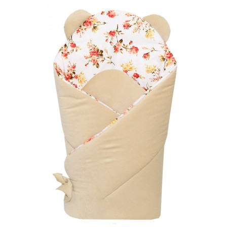 Rożek becik niemowlęcy VELVET (capuccino +Romantic Roses)