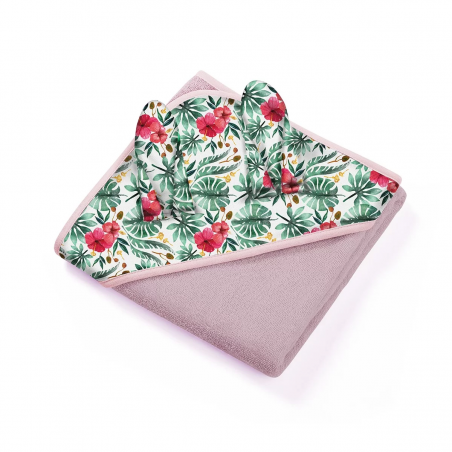 Okrycie kąpielowe frotte z uszkami BUNNY EARS pink 100 x 100 939