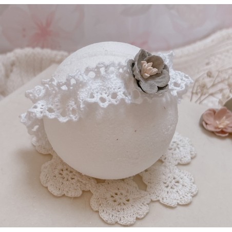 Opaska bezuciskowa koronkowa z kwiatuszkiem - szara